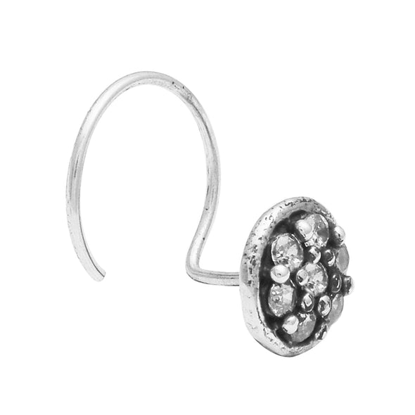 Cluster Round Diamond Nose Pin - Sterling Silver