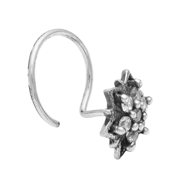Starburst Diamond Nose Pin - Sterling Silver