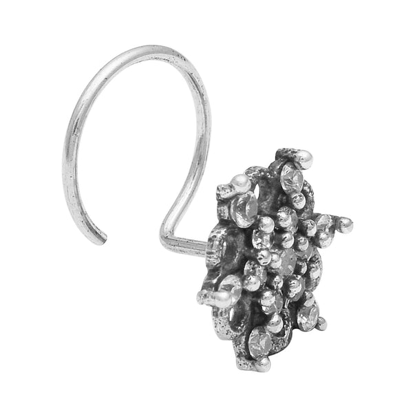 Antique Floral Cluster Nose Pin - Sterling Silver