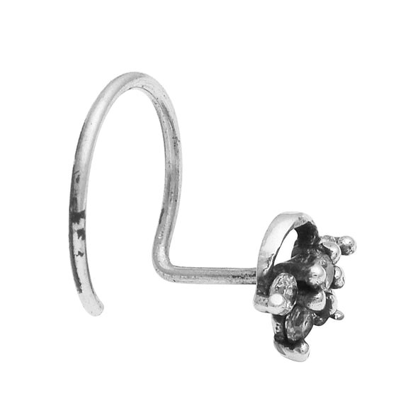 Cluster Drop Oxidized Nose Pin - Sterling Silver