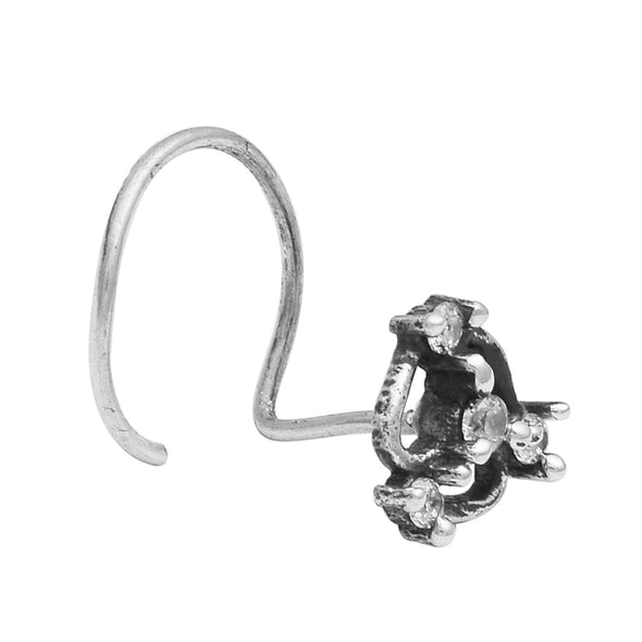 White Gemstone Triangle Nose Pin - Sterling Silver