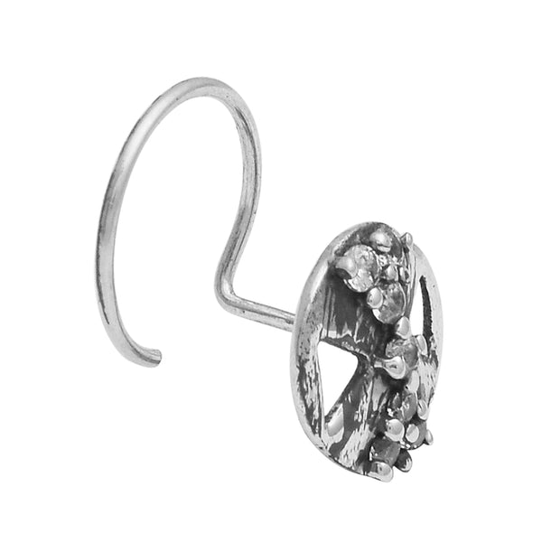 Oxidized X-Pattern Nose Pin -Sterling Silver