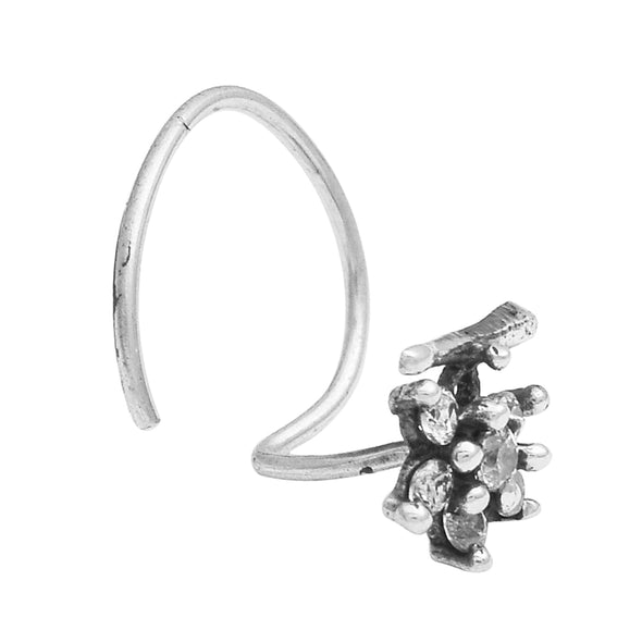 Delicate Sparkle Cluster Nose Pin - Sterling Silver
