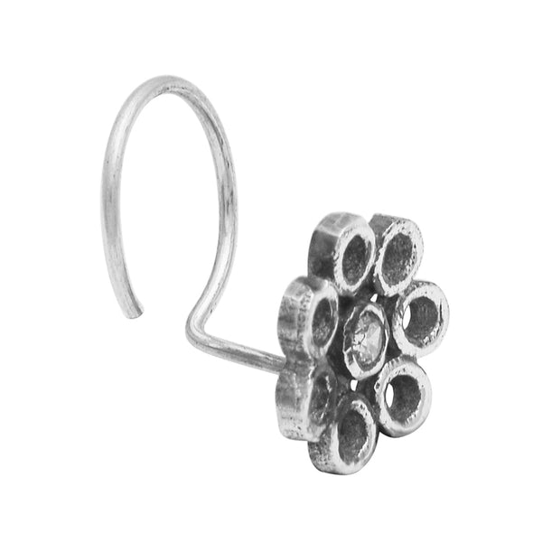Oxidized Floral  Ethnic Flower Design Nose Pin