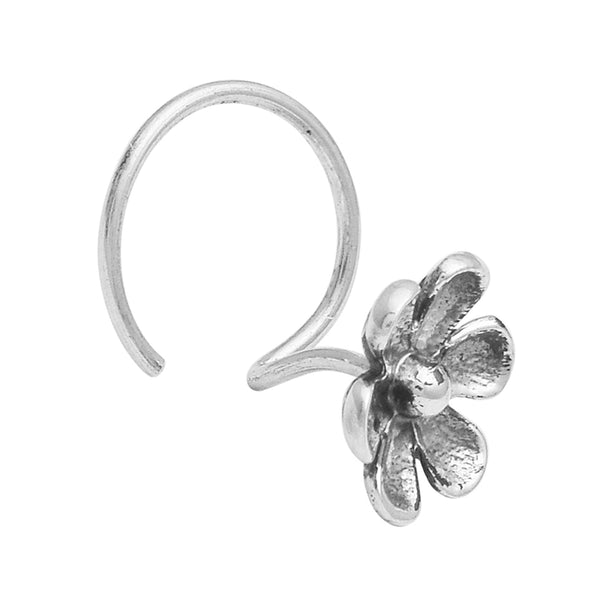 Floral Nose Pin Bloom Design - Sterling Silver