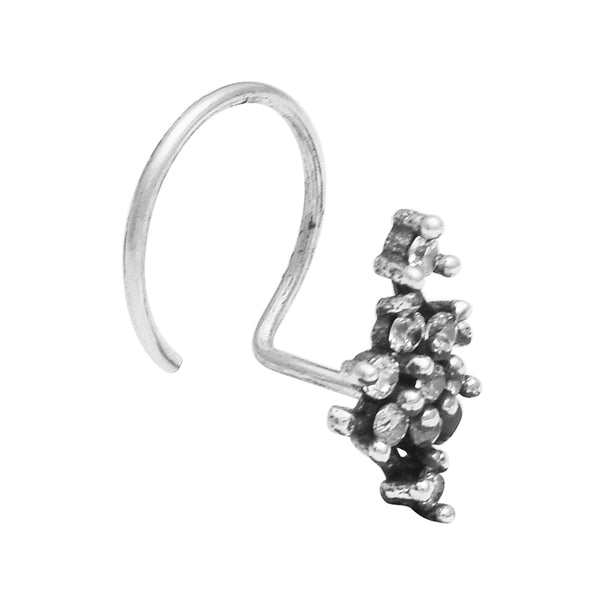 Cluster Floral Nose Pin - Sterling Silver