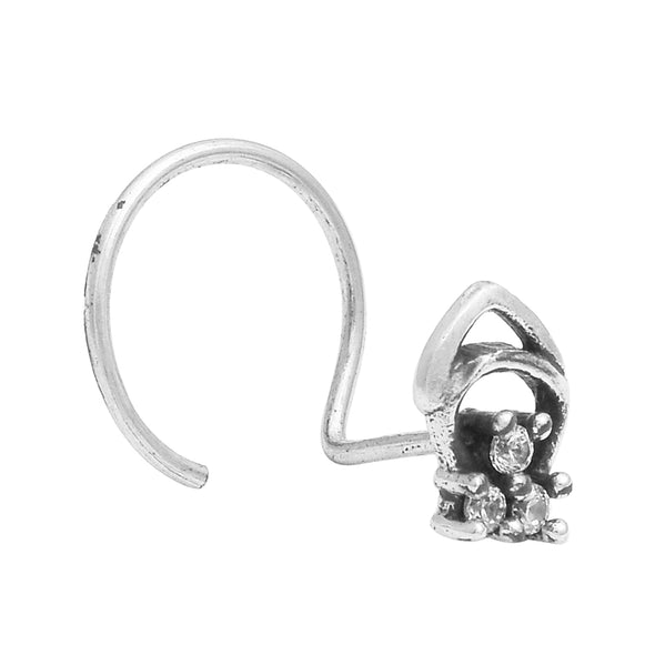 Oxidized Floral Nose Pin - Sterling Silver