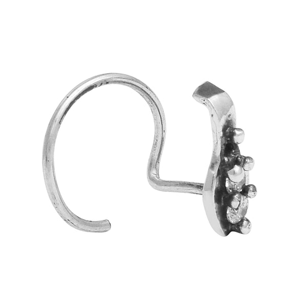 White Gemstone Nose Pin Minimalist Floral Accent - Sterling Silver