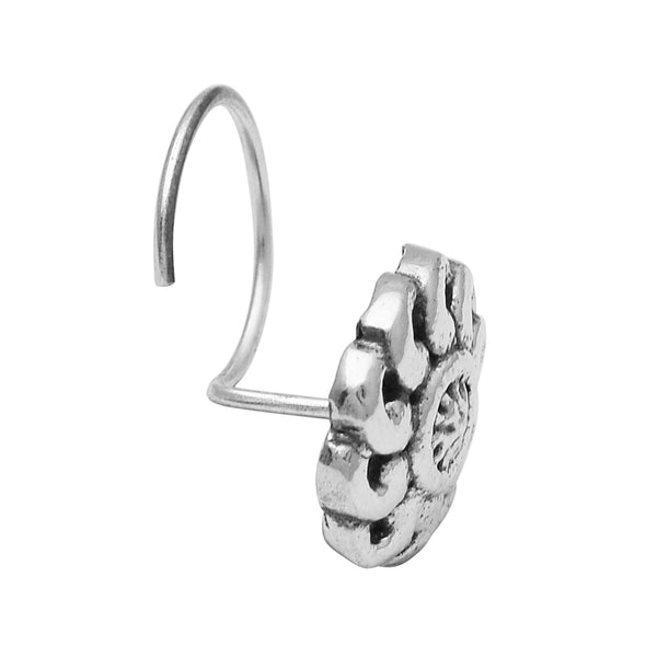 Oxidized Spiral Petal Nose Pin –  Sterling Silver