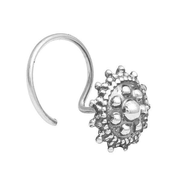 Oxidized Floral Dot Nose Pin - Sterling Silver