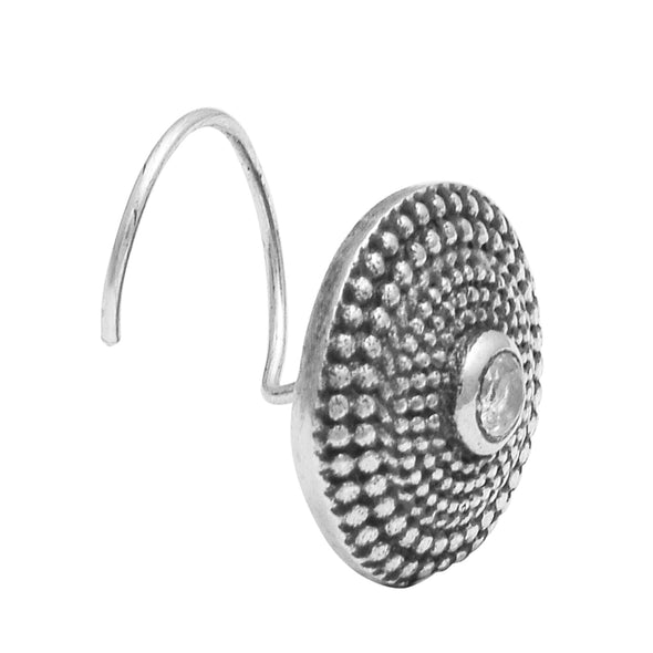 White Gemstone Nose Pin - Sterling Silver