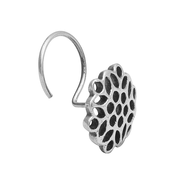 Floral Cutwork Nose Pin - Sterling Silver