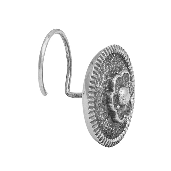 Oxidized Floral Nose Pin - Sterling Silver