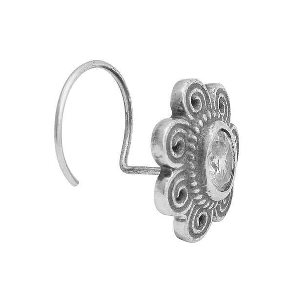 White Gemstone Nose Pin- Sterling Silver