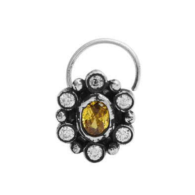 Yellow Gemstone Nose Pin – Sterling Silver