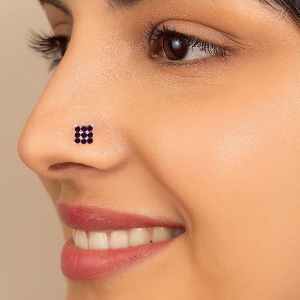 Multi Stone Nose Pin - Sterling Silver