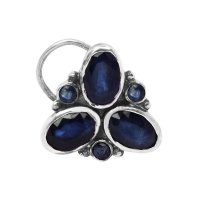 Blue Trio Gemstone Nose Pin – Sterling Silver