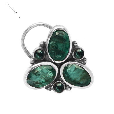 Green Trio Gemstone Nose Pin – Sterling Silver