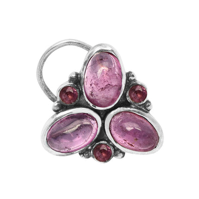 Pink Trio Gemstone Nose Pin – Sterling Silver