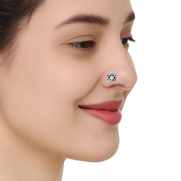 Round Pearl Nose Ring - Sterling Silver