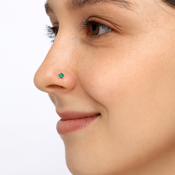 Multi Stone Round Nose Pin - Sterling Silver