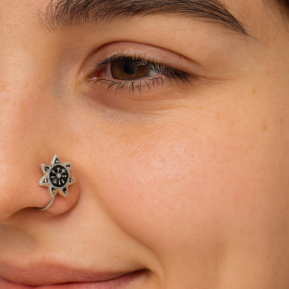 Flower Nose Pin – Sterling Silver