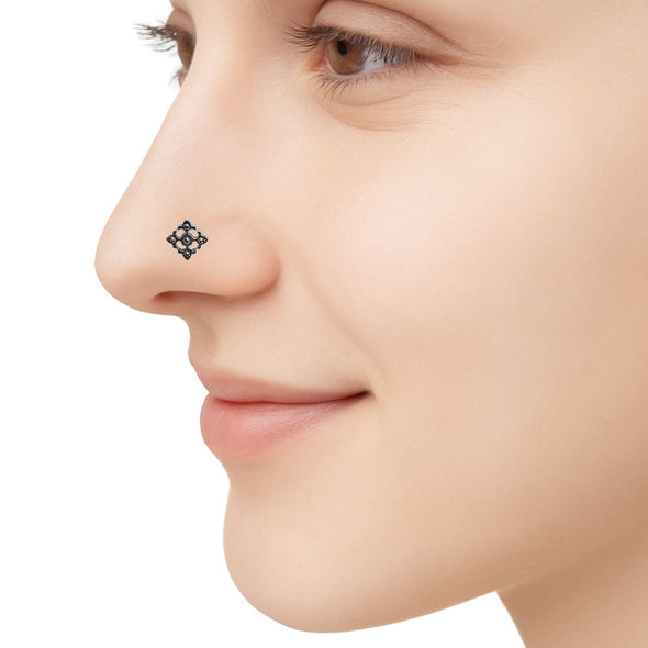 Floral Mandala Nose Pin - Sterling Silver