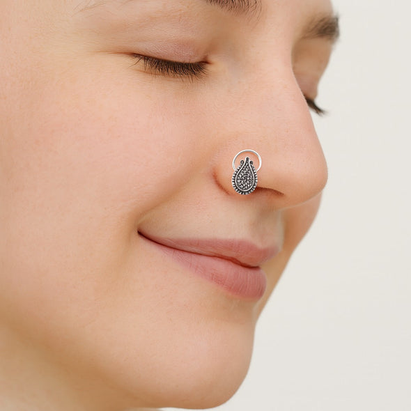 Leaf Shape Nose Pin - Sterling Silver
