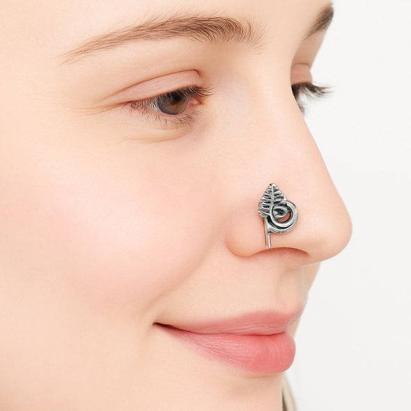 Leaf Curve Nose Pin - Sterling Silver