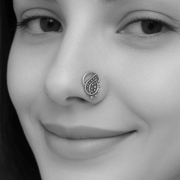 Paisley Nose Pin - Sterling Silver