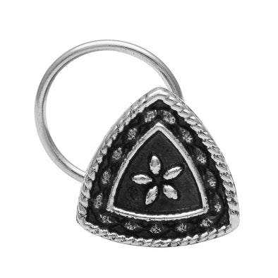 angle Floral Tribal Design Nose Pin - Sterling Silver