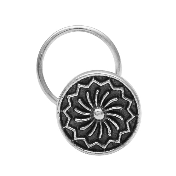 Mandala Sunburst Design Nose Pin - Sterling Silver