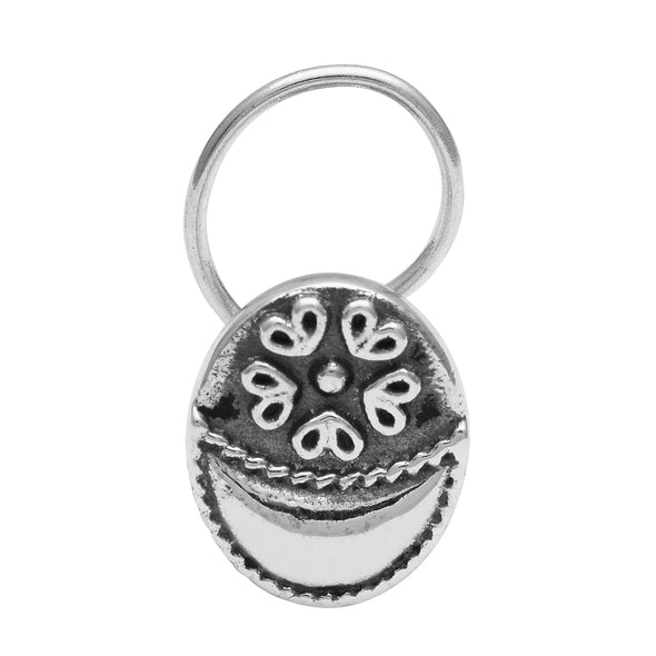 Oval Boho Motif Design Nose Pin - Sterling Silver