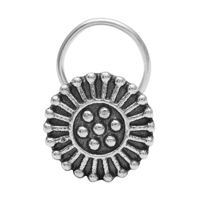 Sunburst Tribal Oxidized Nose Pin – Sterling Silver