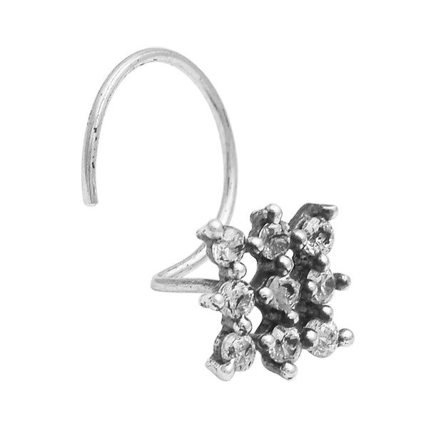 White Gemstone Cluster Floral Design - Sterling Silver