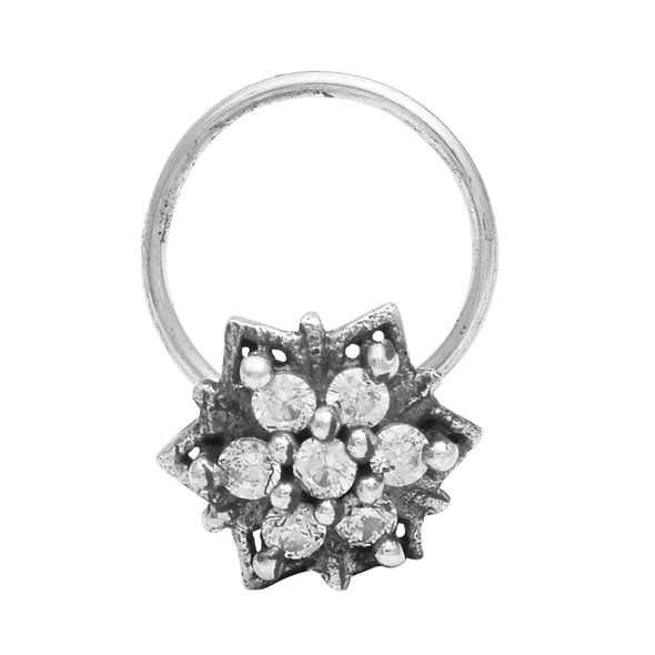 Starburst Diamond Nose Pin - Sterling Silver