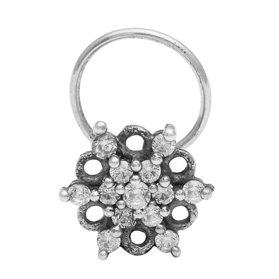 Antique Floral Cluster Nose Pin - Sterling Silver