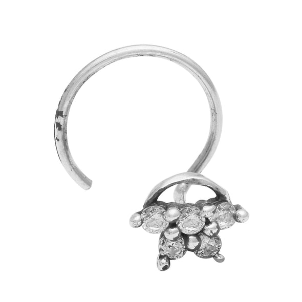 Cluster Drop Oxidized Nose Pin - Sterling Silver