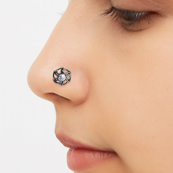 Floral Nose Pin - Sterling Silver