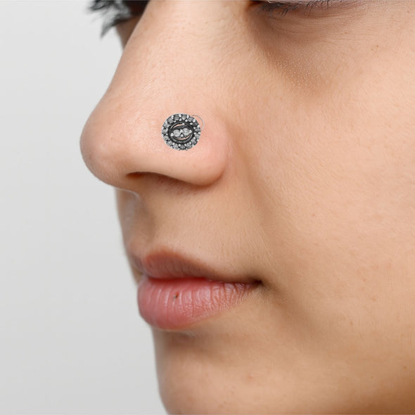 Studded Round Nose Pin- Sterling Silver