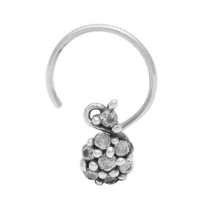 White Gemstone Cluster Nose Pin - Sterling Silver