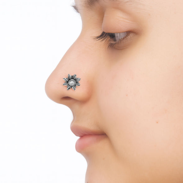 Sunflower Nose Pin - Sterling Silver