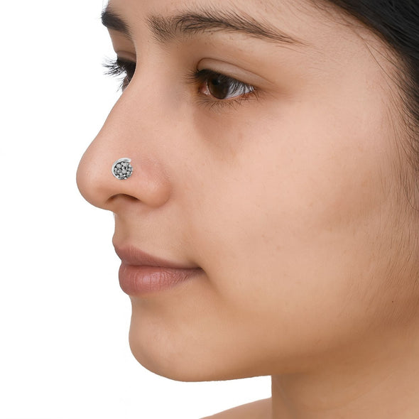 Cluster Floral Nose Pin - Sterling Silver