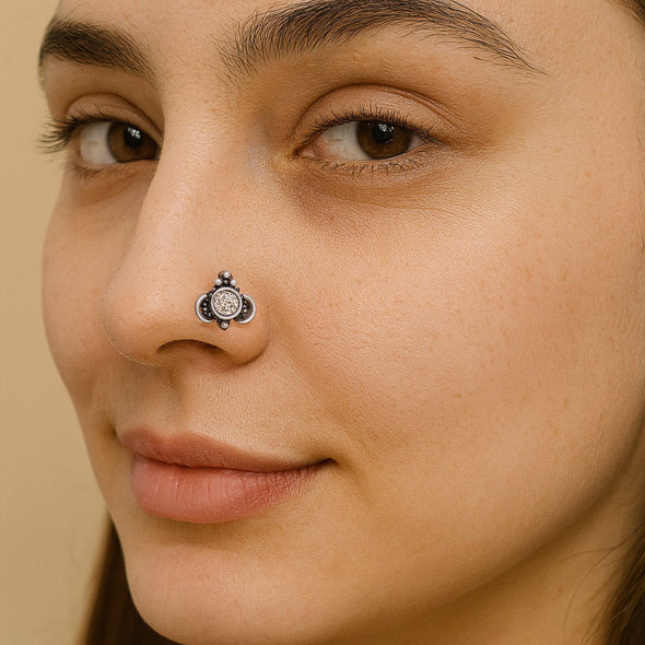 Three-Petal Nose Pin - Sterling Silver