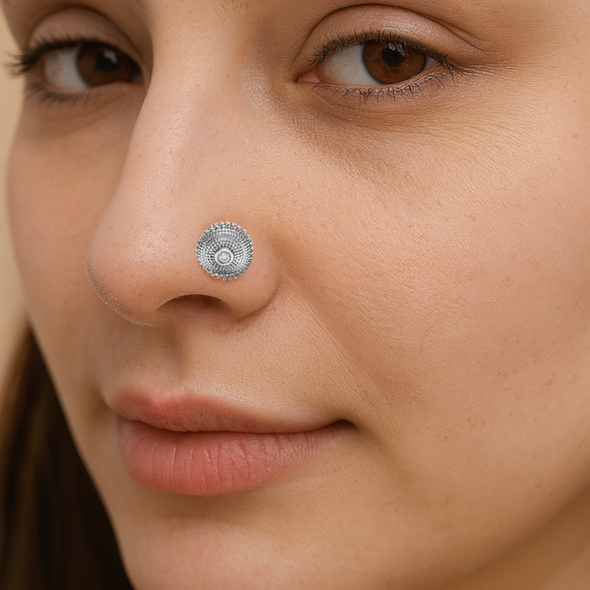 Basket Weave Nose Pin - Sterling Silver