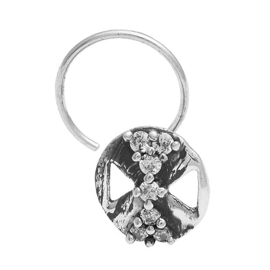 Oxidized X-Pattern Nose Pin -Sterling Silver