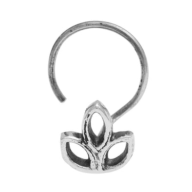 Oxidized Lotus-Inspired Nose Pin - Sterling Silver