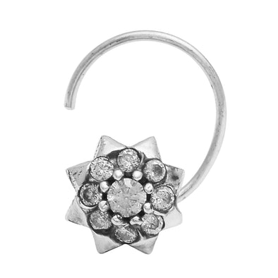 Starburst Floral Nose Pin - Sterling Silver