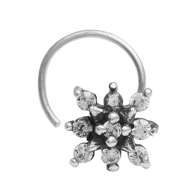 Floral Starburst Nose Pin - Sterling Silver