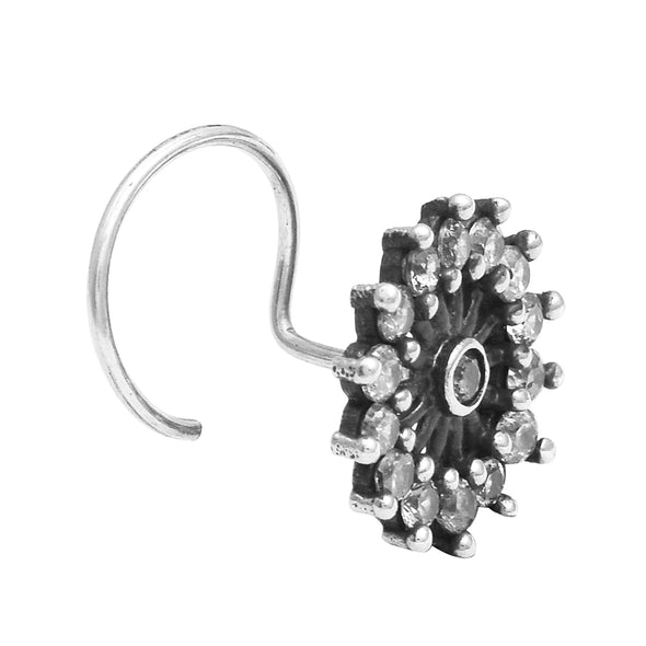 Floral Nose Pin Sunburst Design - Sterling Silver